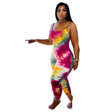 Tie Dye Print Bodycon Jumpsuit