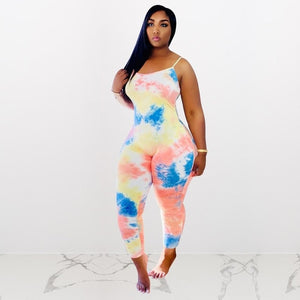 Tie Dye Print Bodycon Jumpsuit