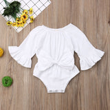 Baby Girl Ruffled Solid Color Sleeveless Backless Romper