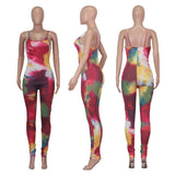 Tie Dye Print Bodycon Jumpsuit
