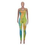 Tie Dye Print Bodycon Jumpsuit