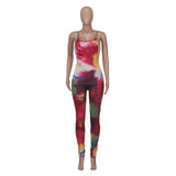 Tie Dye Print Bodycon Jumpsuit